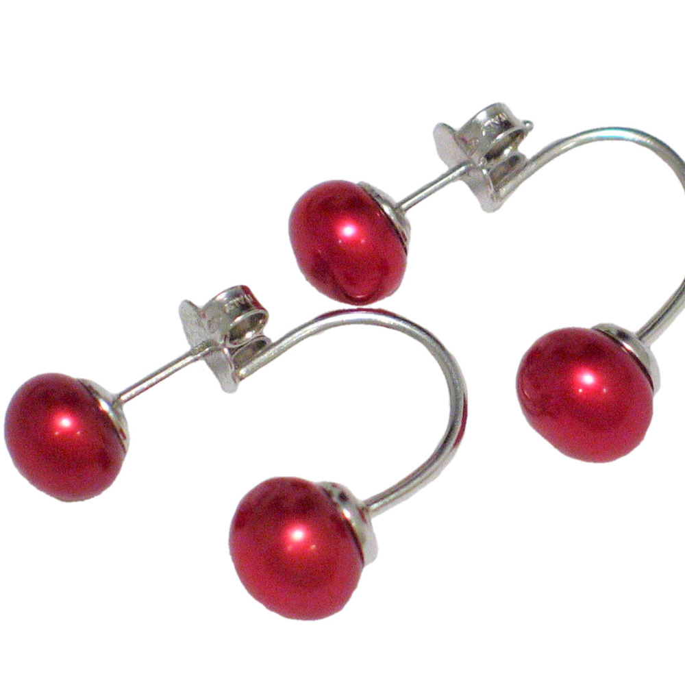 Pearl Earrings | Womens Cherry Bomb Red Sterling Silver Earrings | Jackets